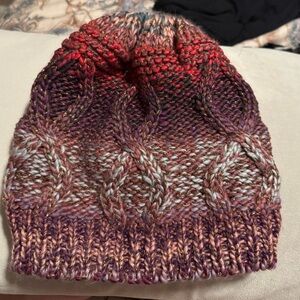 Indigo Gradient Knit Beanie Ponytail with golden details